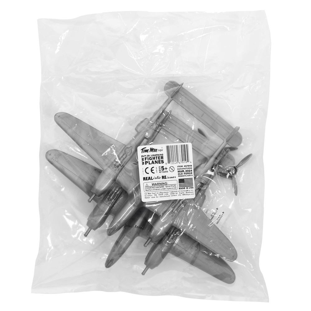 TimMee Processed Plastic WW2 P38 Lightning Silver Fighter Plane Tim Mee Aircraft