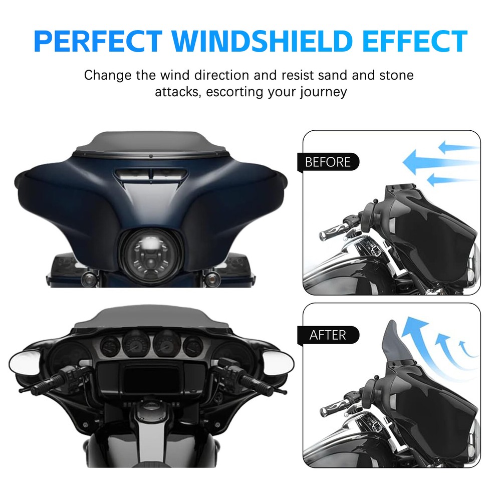 8" Smoke Windshield Windscreen For Harley Touring Electra Glide FLHT 1996-2013