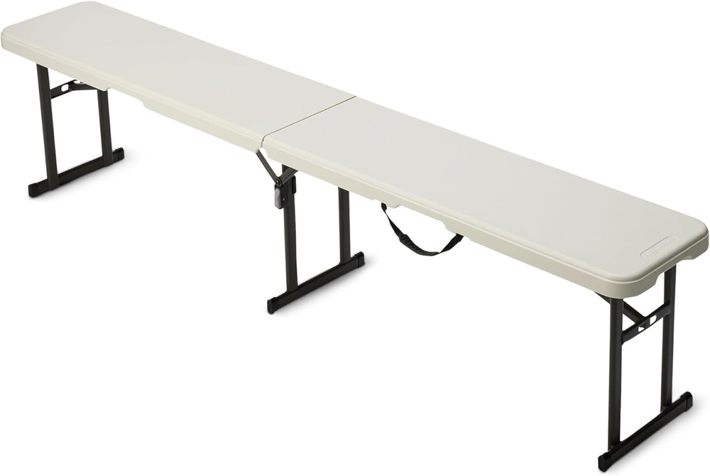 6Ft Foldable Bench for Indoor & Outdoor Use with Carrying Handle, White