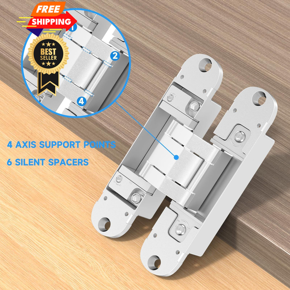 bartuda Hidden Door Hinge 5.5 Inch Hinges for Doors inch, Silver