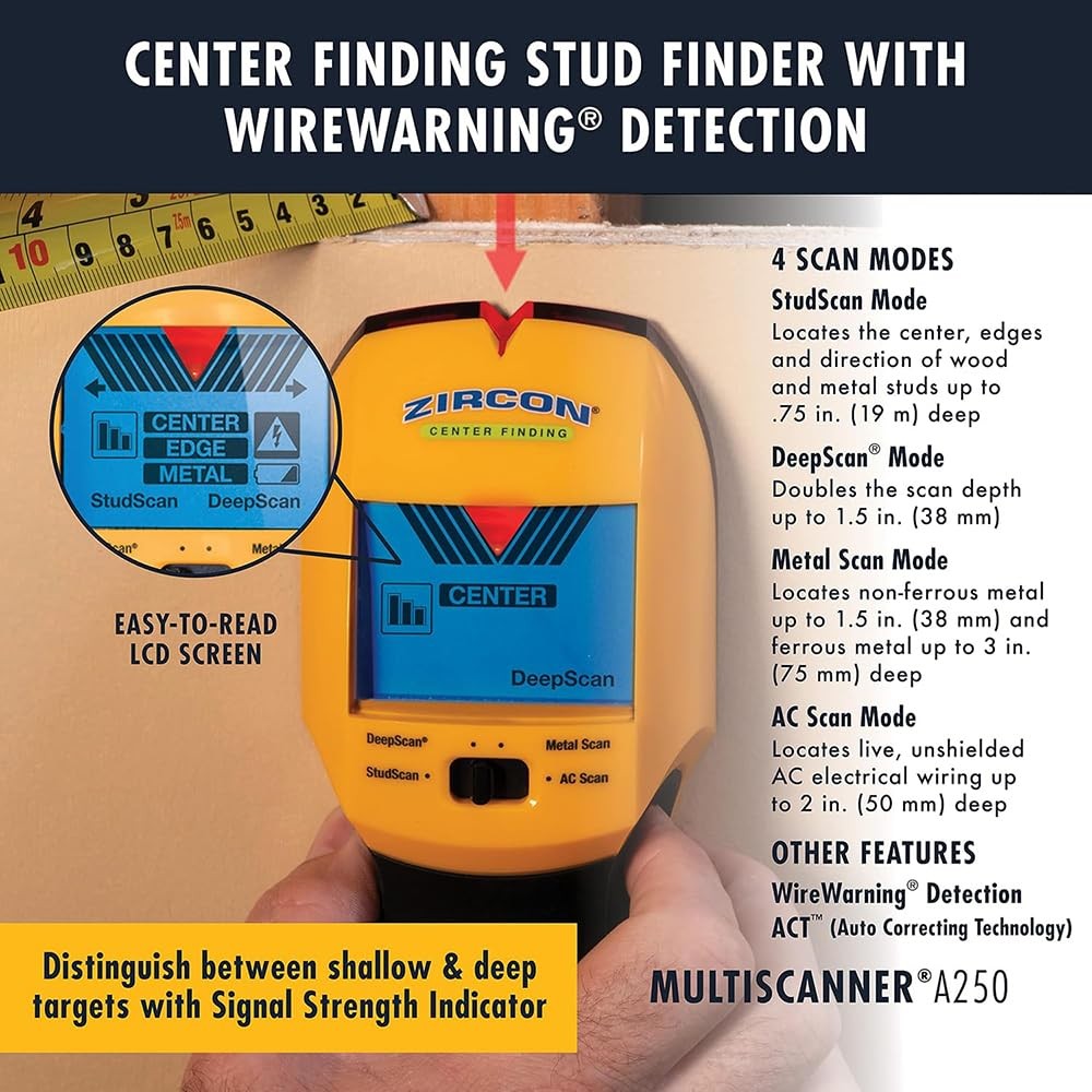 MultiScanner A250 All-in-One Stud Finder & Wall Scanner with Kit
