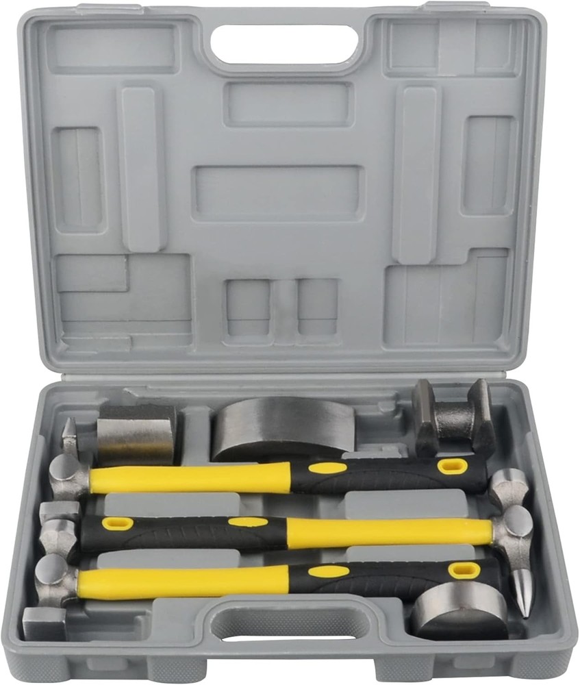 7-Piece Auto Body Repair Tools Set with Panel Beating Hammer & Dolly