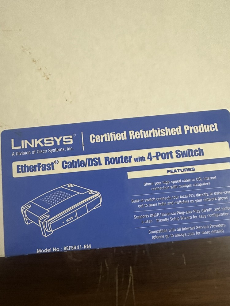 New Linksys EtherFast BEFSR41 cable/DSL router with 4-port switch (w/LAN cable)