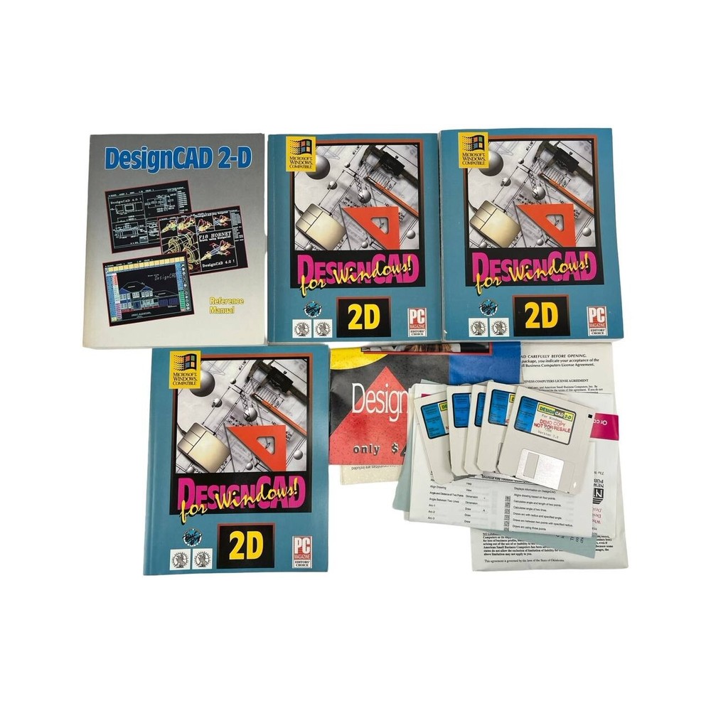 Vintage MS-Dos Floppy Disc DesignCAD 2D Software Windows Full Working Demo