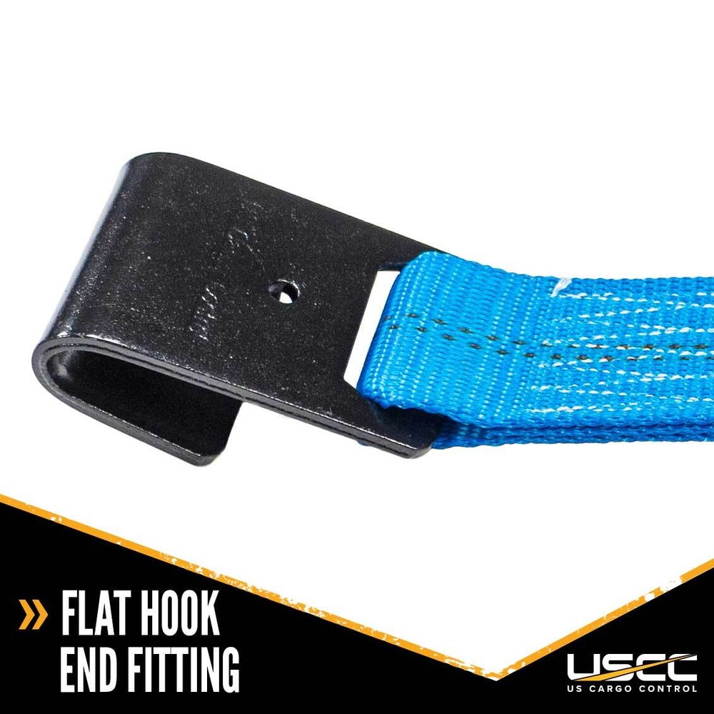 USCC 2" X 27' Ratchet Strap w/Flat Hook - Blue 2PK
