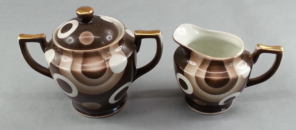 2 Piece Mepoco Ware Made In Japan Sugar Creamer MCM Brown