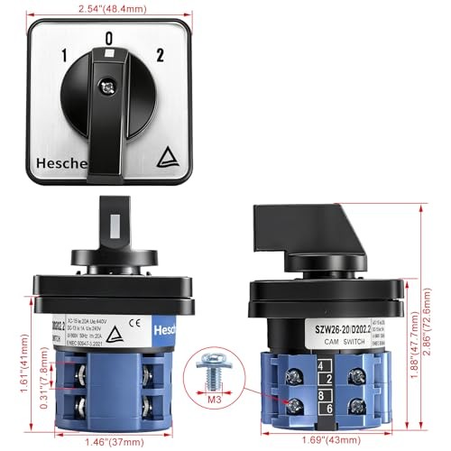Universal Rotary Cam Selector Changeover Switch SZW26 2 Phase 8 Terminals