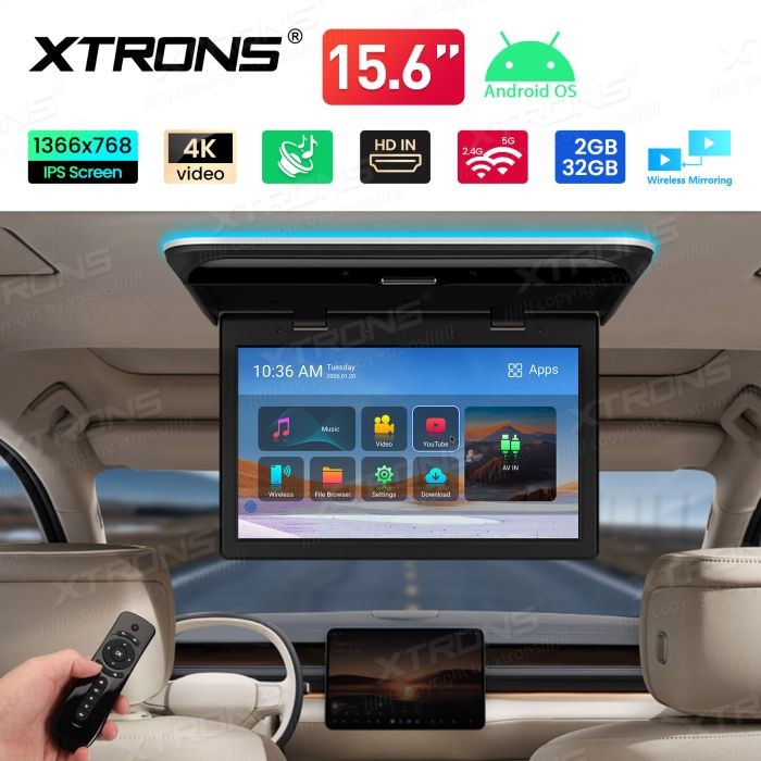 15.6 Inch IPS Screen, Fold Out Android Car Roof Multimedia Player