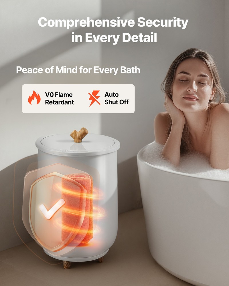 VEVOR 20L Towel Warmer Bucket with LED Light Timer and Temperature Setting Gray
