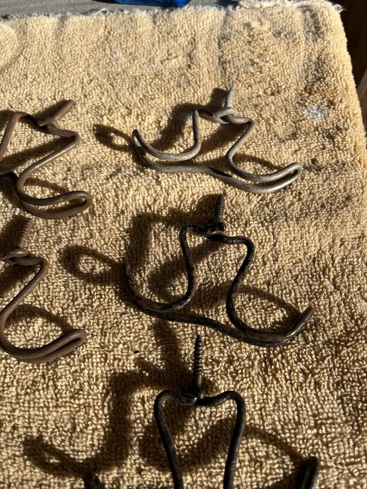 8 Vintage Twisted Wire Overhead Coat Hooks Good Condition