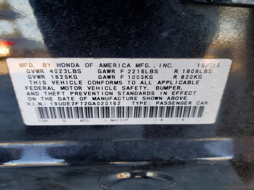 Console Front Floor Fits 16-22 ILX 4997507