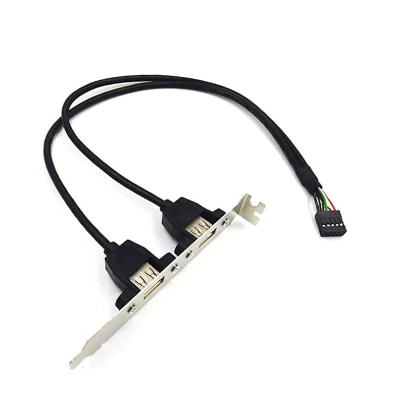 2 Pack Motherboard 9Pin USB to Dual USB2.0 Back Panel Rear Baffle Extension Cabl