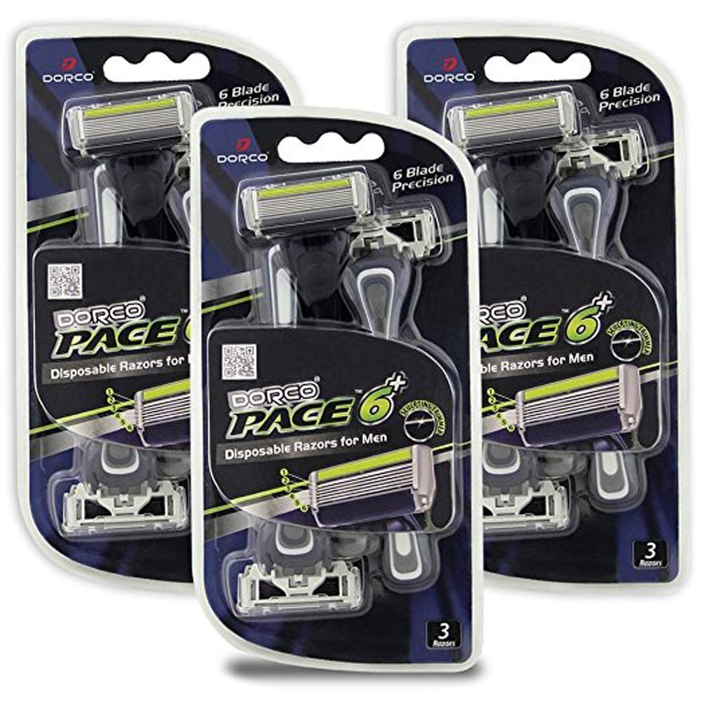 Dorco Pace 6 Plus - Six Blade Disposable Razors with Trimmer - Value Pack (9...