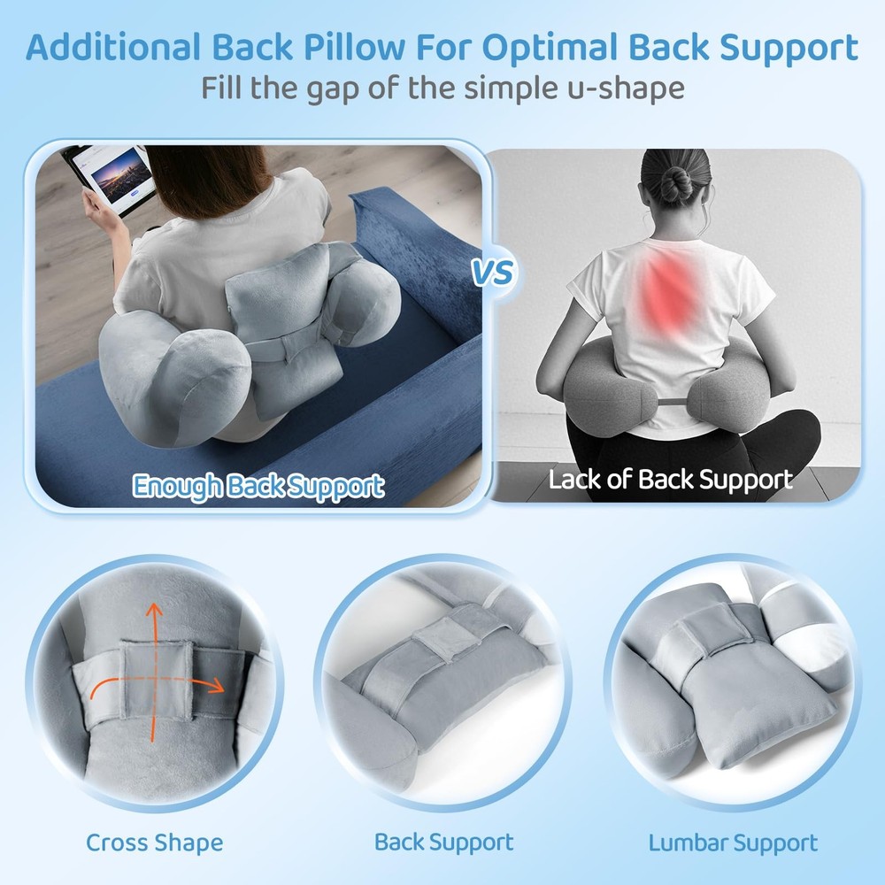 Pyurifai Crochet Pillow for Lap Support Reading Pillow for Laptop with Extra...