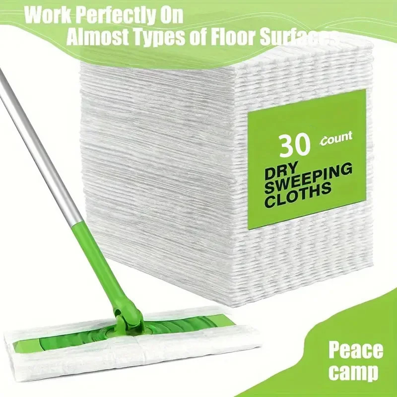 30PCS Disposable MicroFibre Electrostatic Floor Cloths Dust Removal Mop Pape