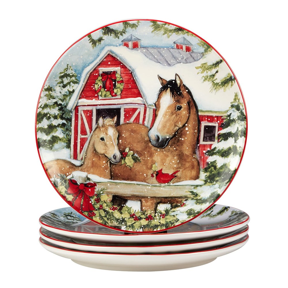 Homestead Christmas 16-Piece Dinnerware Set – Holiday Tableware Multicolor