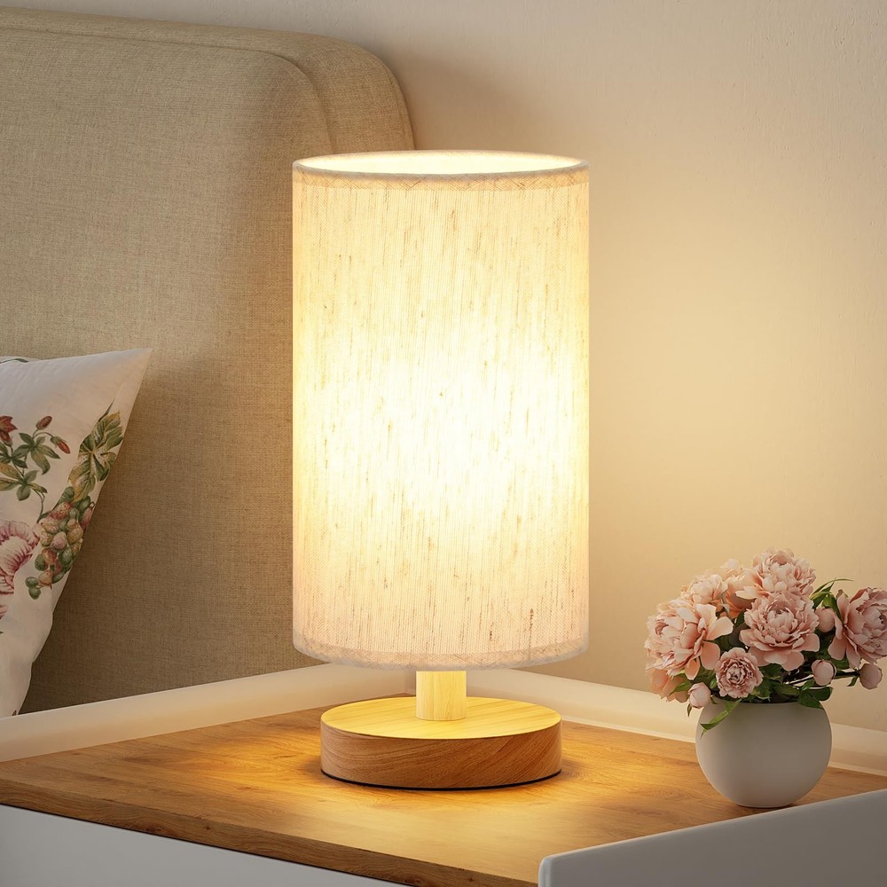 Small Table Lamp for Bedroom - Inline Control, Bedside Lamp with 3000K A15 LE...