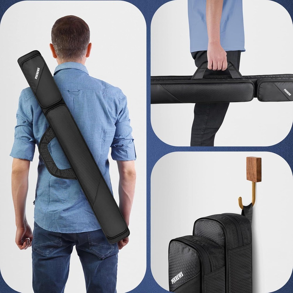 Pool Cue Case, Stick Case 2x2 Holds 2 Sticks 2x2, Black
