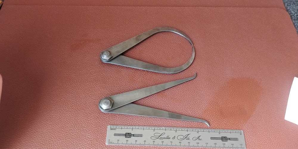 Nice Set of 2 Machinists Fixed Joint Calipers 5" ~ Outside + Inside