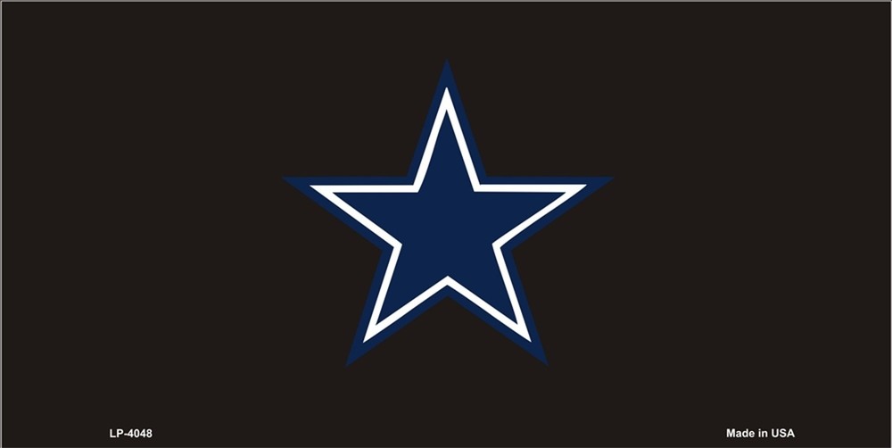 Blue Star on Black Metal License Plate