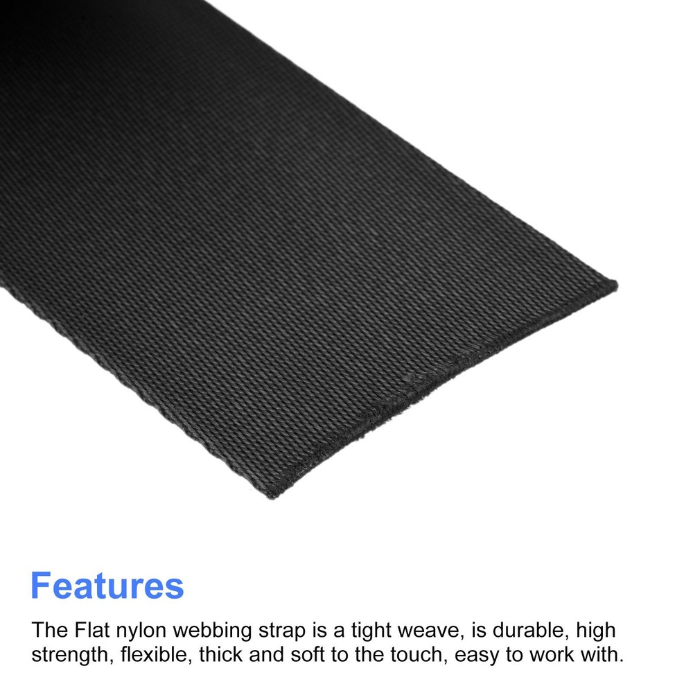 Flat Nylon Webbing Strap 2 Inch 10 Yards Black for Backpack, Luggage-rack