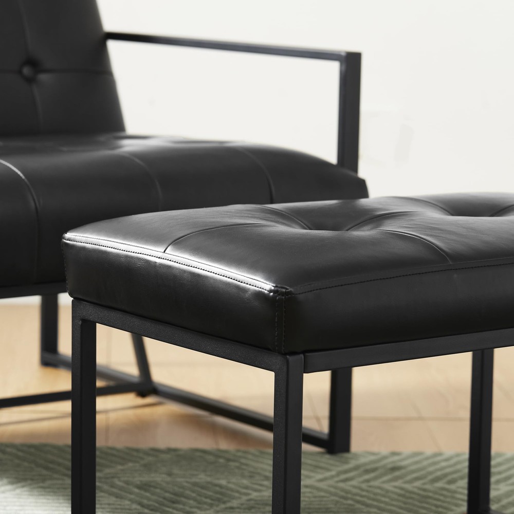 Ottoman Bench, Modern PU Leather Vanity Stools Chairs with Metal Frame, Makeu...