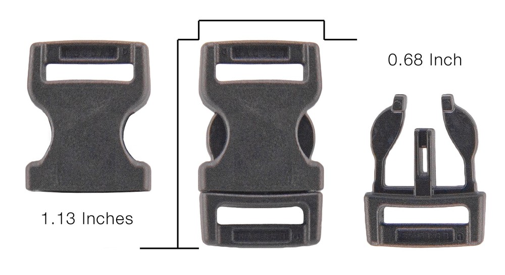1/2 Inch YKK® Flat Side Release Plastic Buckles, 100 Pack