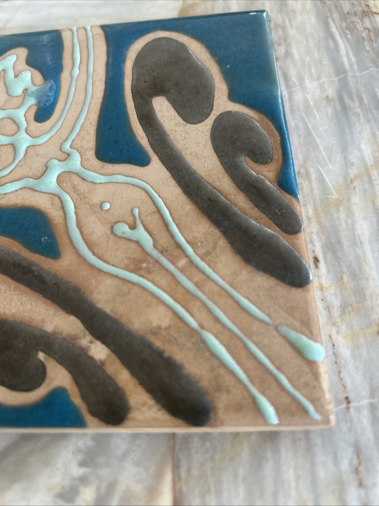 Art Nouveau Ceramic Tile Signed