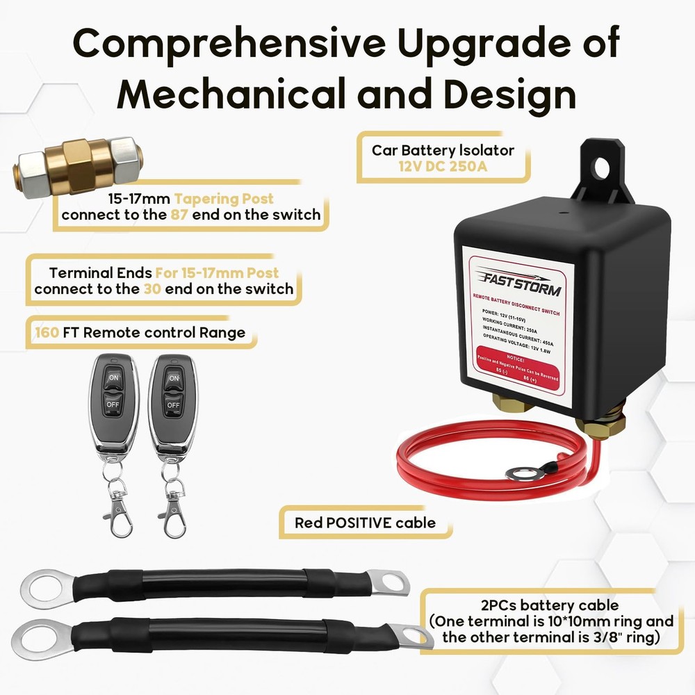 FASTSTORM Side Post Remote Battery Disconnect 250A Kill Switch