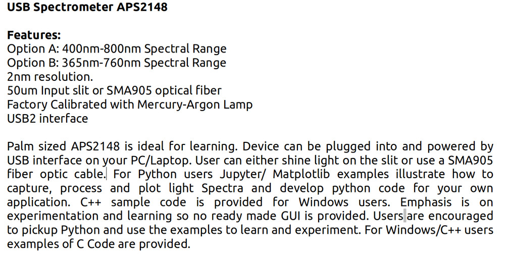 USB Spectrometer APS2148