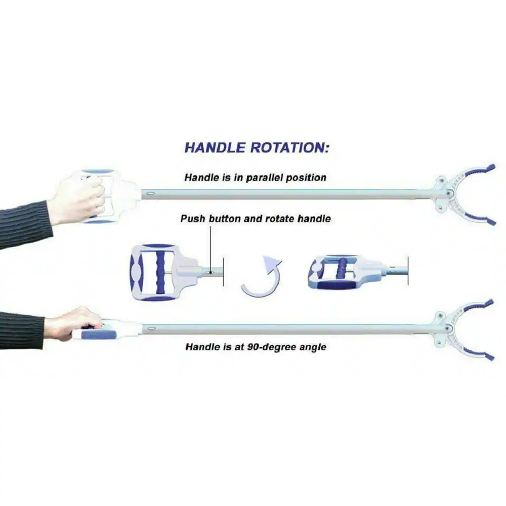 Extended Reacher 48 in. Pick-Up Tool 90 Degree Pivot Handle Grab Large Objects