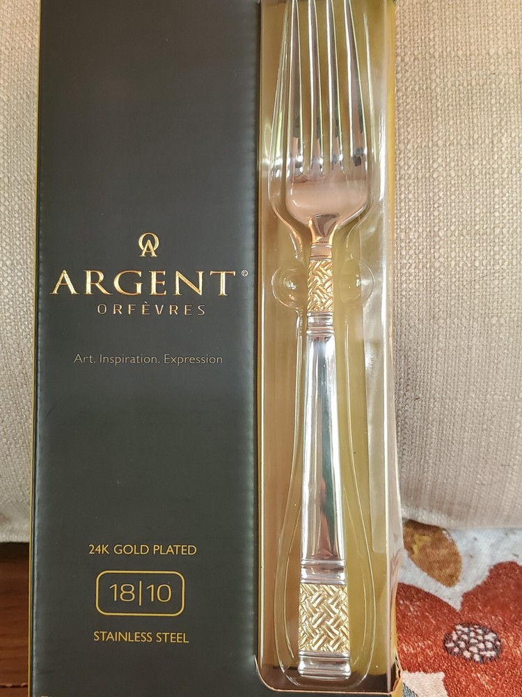 Argent Orava 18/10 Partial Gold Flatware Set Hampton Forge  NIB