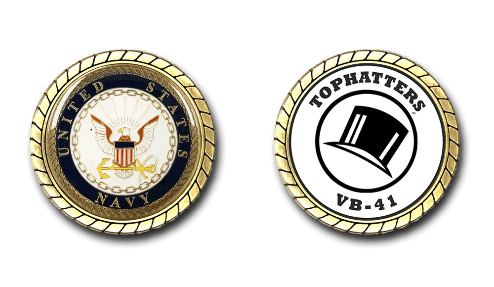 VB-41 Tophatters US Navy Squadron Challenge Coin Officially Licensed