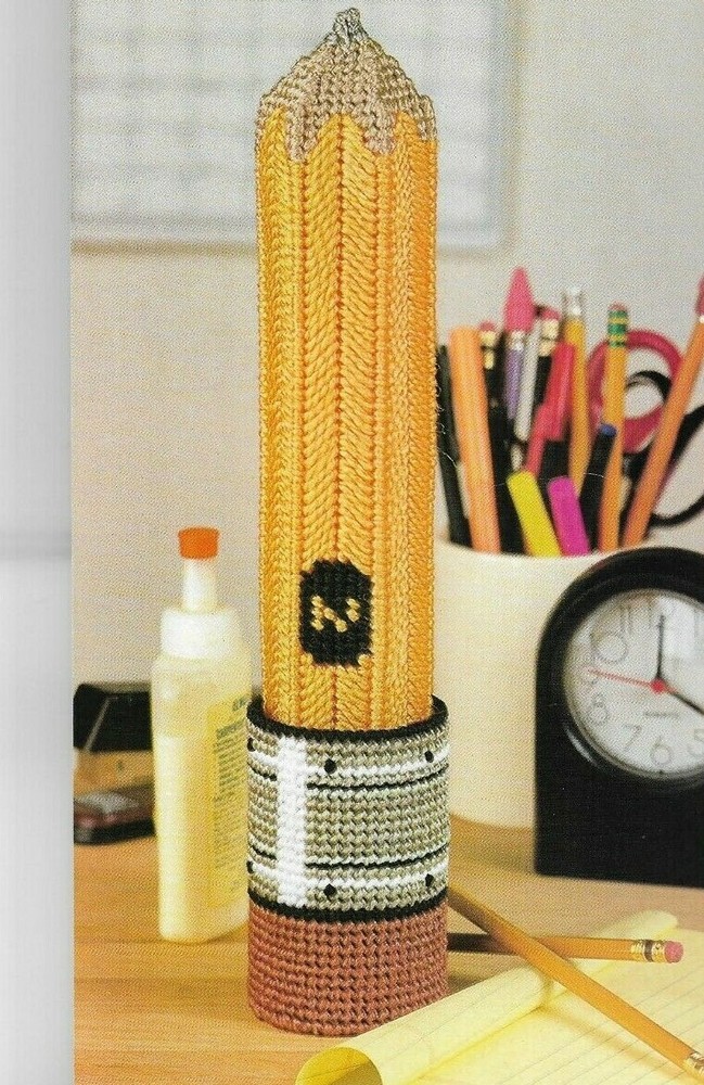 GIANT PENCIL CASE HOLDER SCHOOL PLASTIC CANVAS PATTERN INSTRUCTIONS