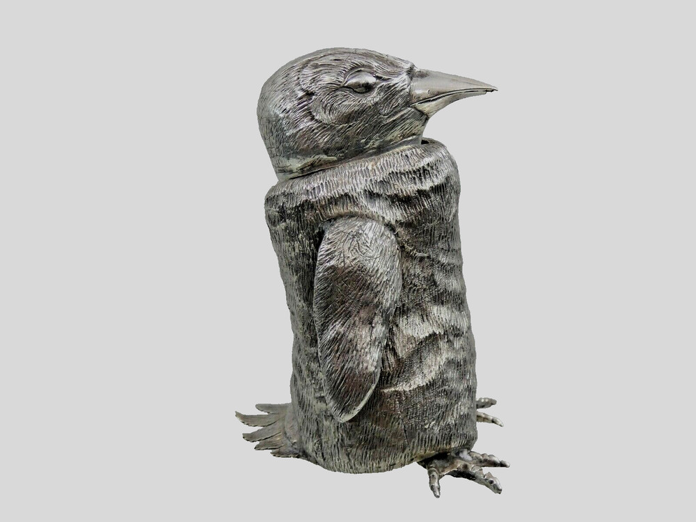 EXCEPTIONAL 800 SILVER FIGURAL PENGUIN CIGAR / CIGARETTE LIGHTER sterling