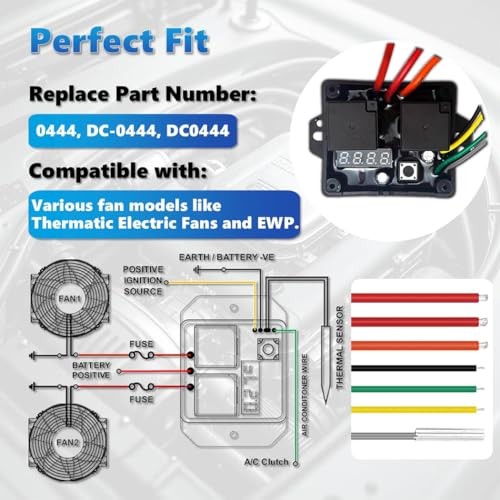 12V/24V Digital Electric Radiator Fan Controller Switch Kit with Adjustable
