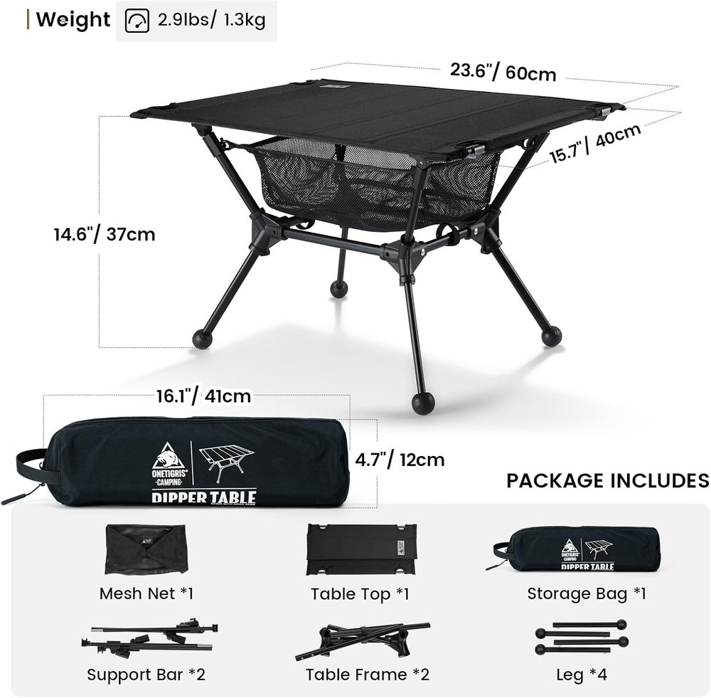 Camping Table, Lightweight Portable Folding Table with Mesh ...
