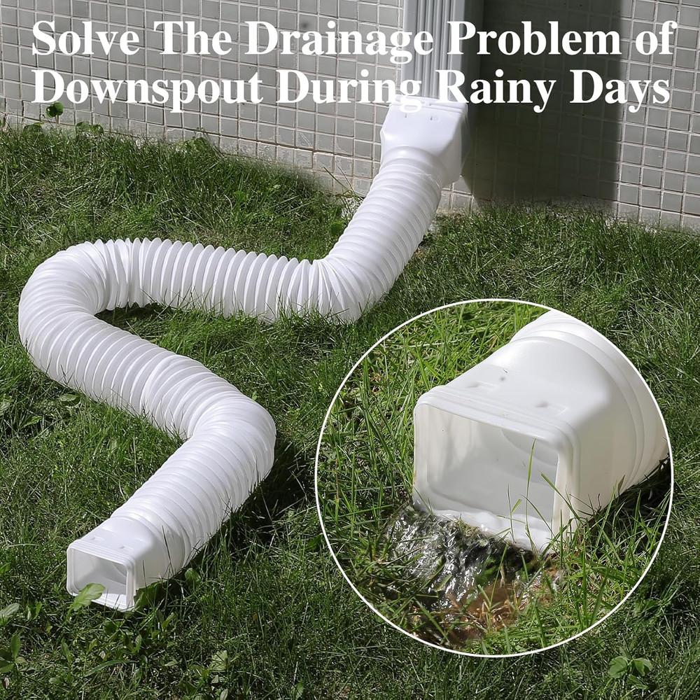 2 Pack Flexible Gutter Downspout Extensions Extendable from 21" to 67", Downs...