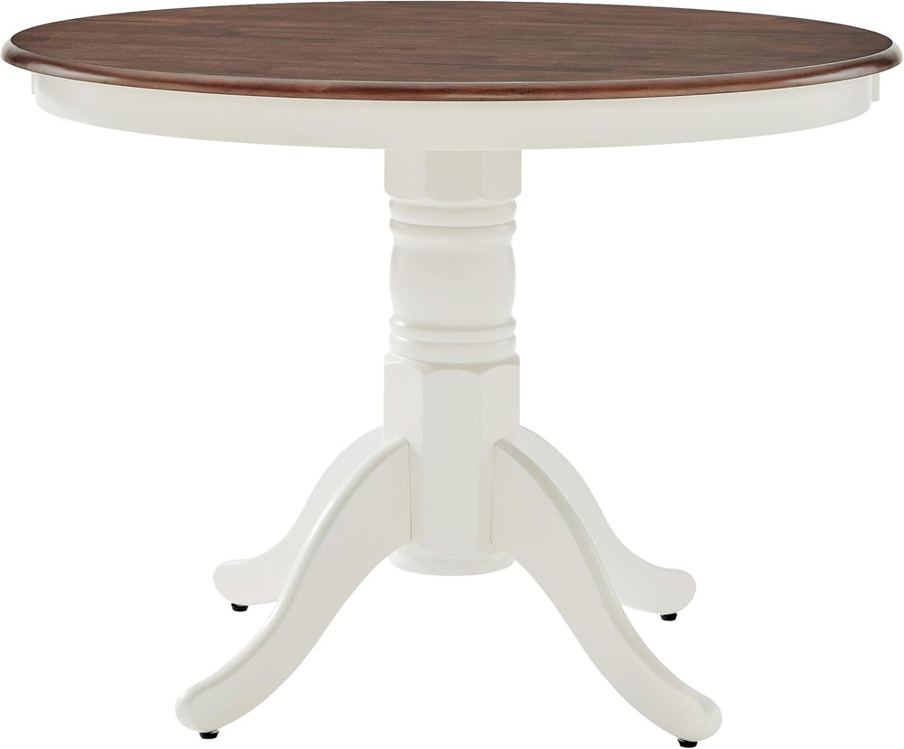 Shelby Traditional round Wood Dining Room Table, Distressed White