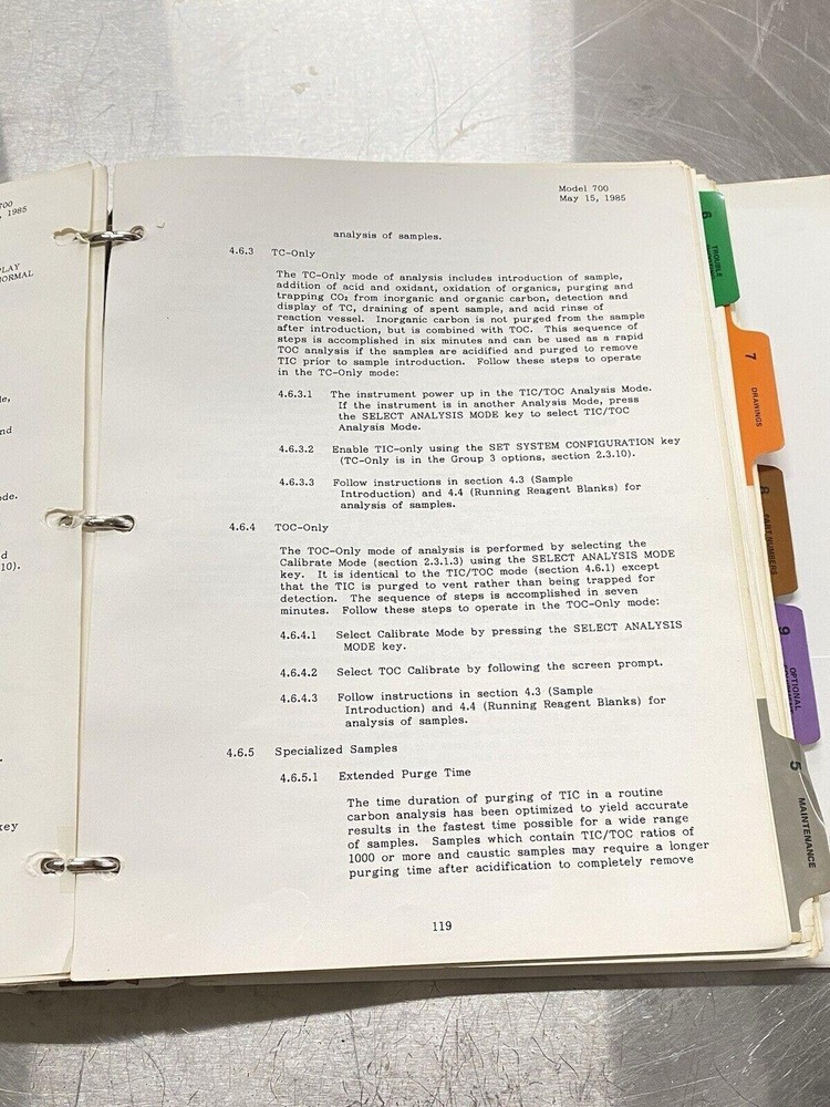 IO Analytical 700 Total Organic Carbon Analyzer - Instructions Manual / Guide