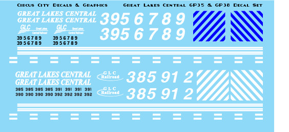 Great Lakes Central GP35 & GP38 N Scale decals