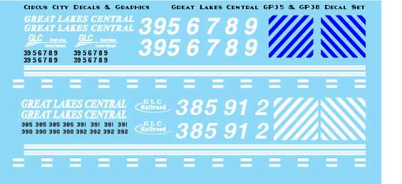 Great Lakes Central GP35 & GP38 N Scale decals