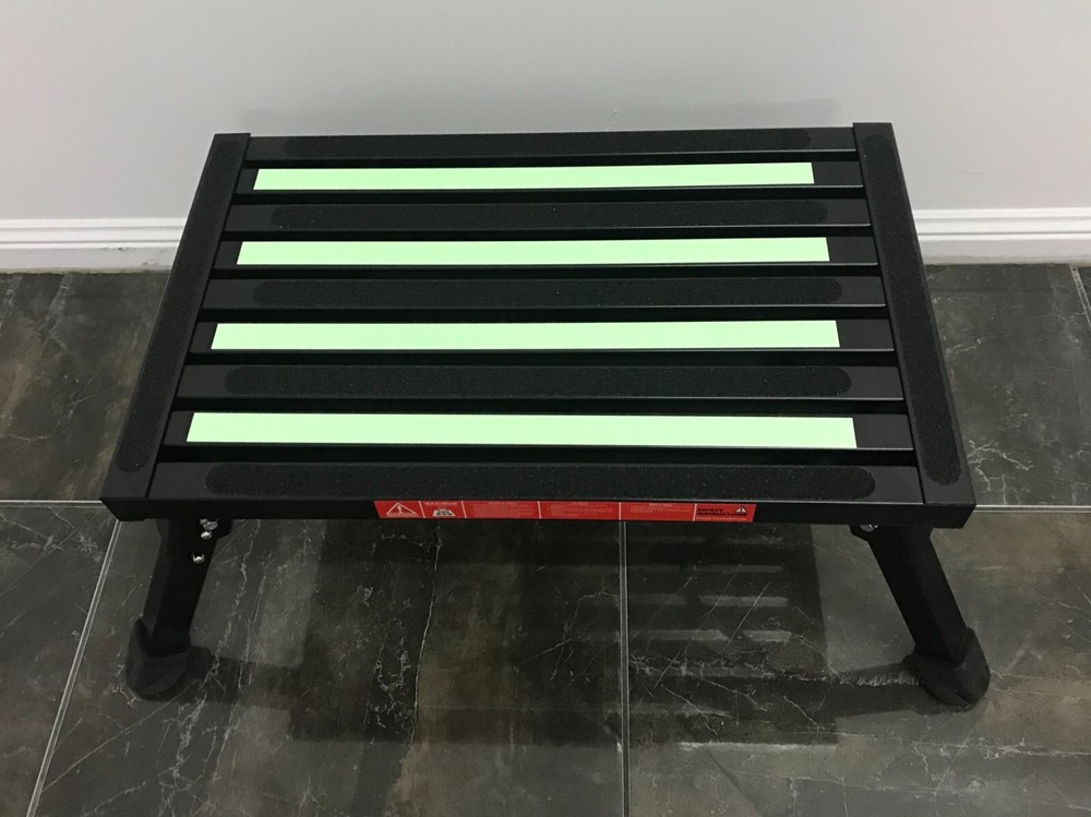 Caravan RV Lightweight Compact ILLUMINATING Folding Platform Step 22cm Black