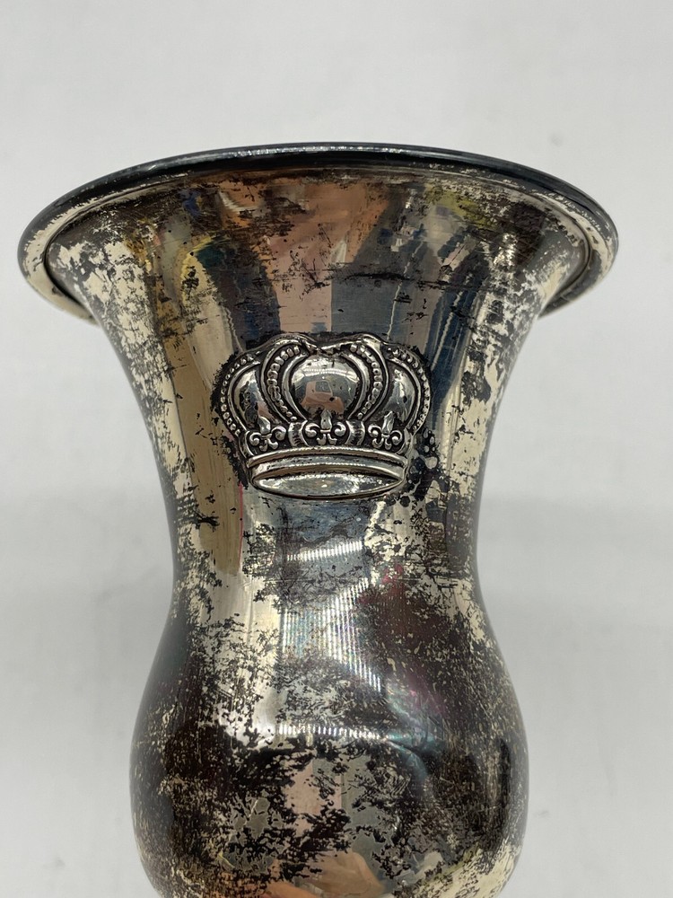 Vintage 5” Tall Sterling Goblet Kiddush Cup Crown Decorated