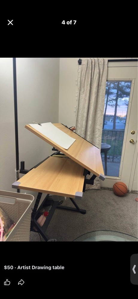 Artist Drawing Table Adjustable Surface with Storage Drawers