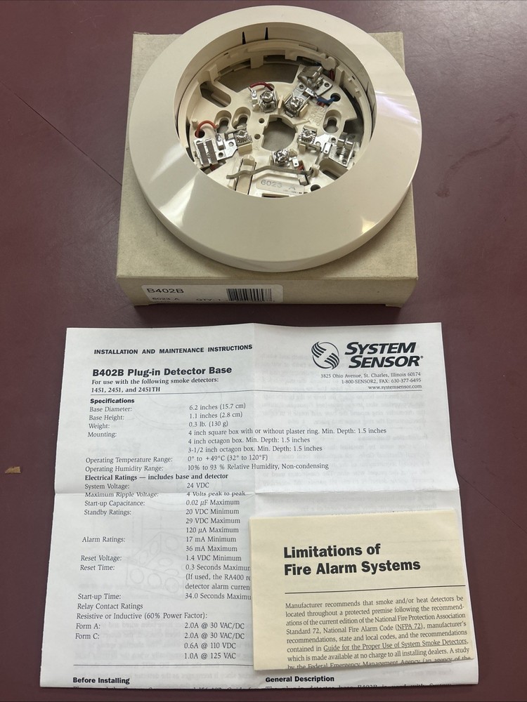 System Sensor B402B Plugin Detector Base, E-23