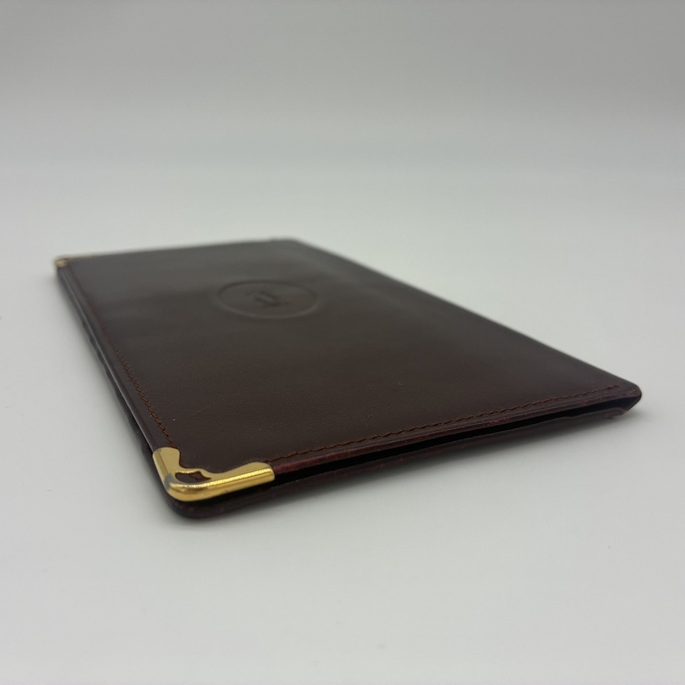 Cartier Must Line Long Wallet Billfold Bordeaux Leather Authentic