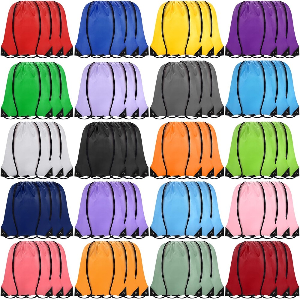 Grneric Drawstring Backpack Bulk 60 PCS, 16.5" x 13.3", Multicolor