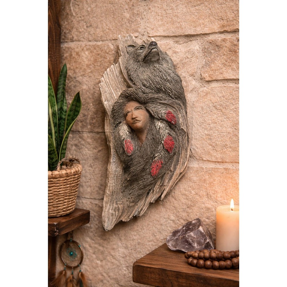 Handcrafted Wall Sculpture Native-inspired / nature-spirit – Signed Studio Piece