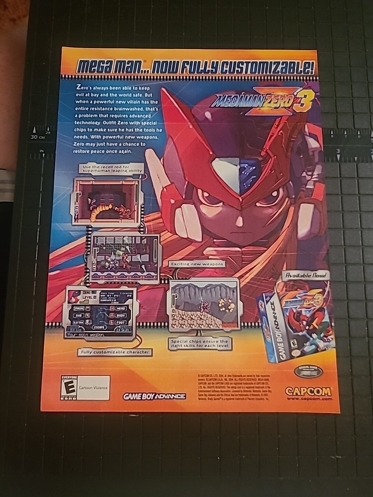 Megaman Zero 3 Capcom Vintage Print Ad 2004 8x11 Great To Frame